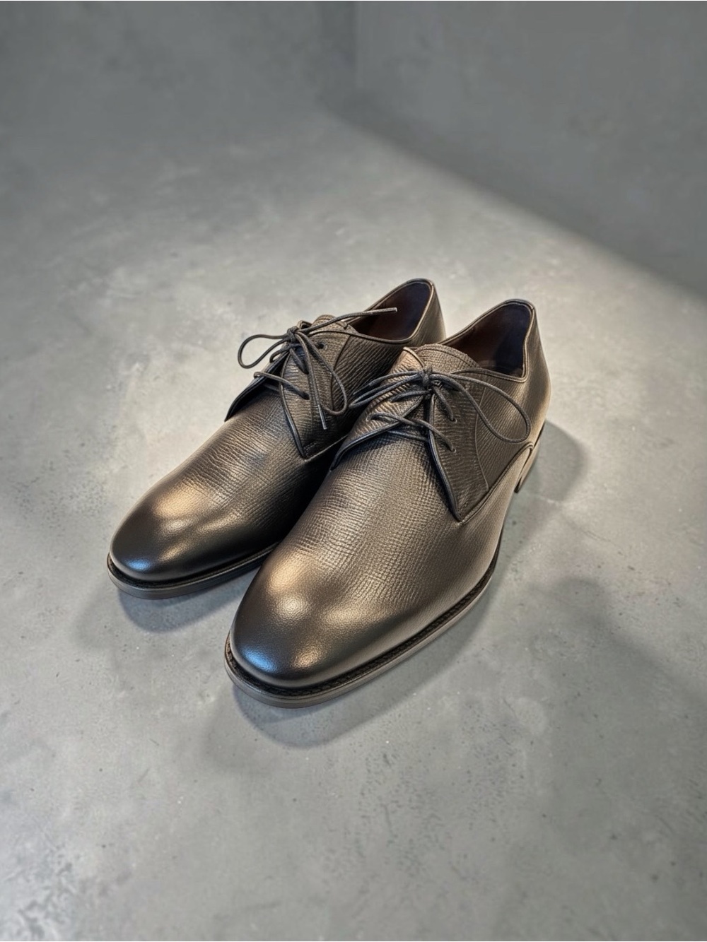 Ermenegildo Zegna Black Textured Leather Dress Oxfords US 10